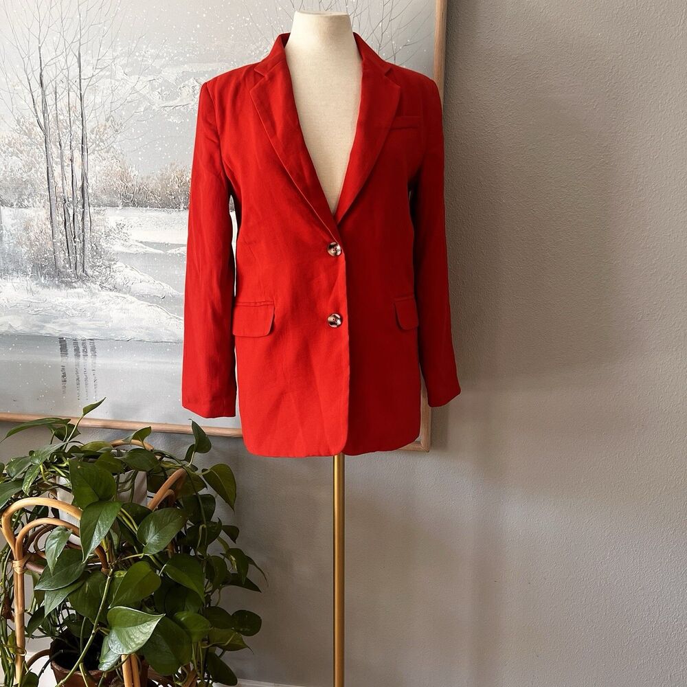 Rachel Zoe NWT  Size S  One Button Blazer Jacket Lined Burnt Orange Long Sleeved